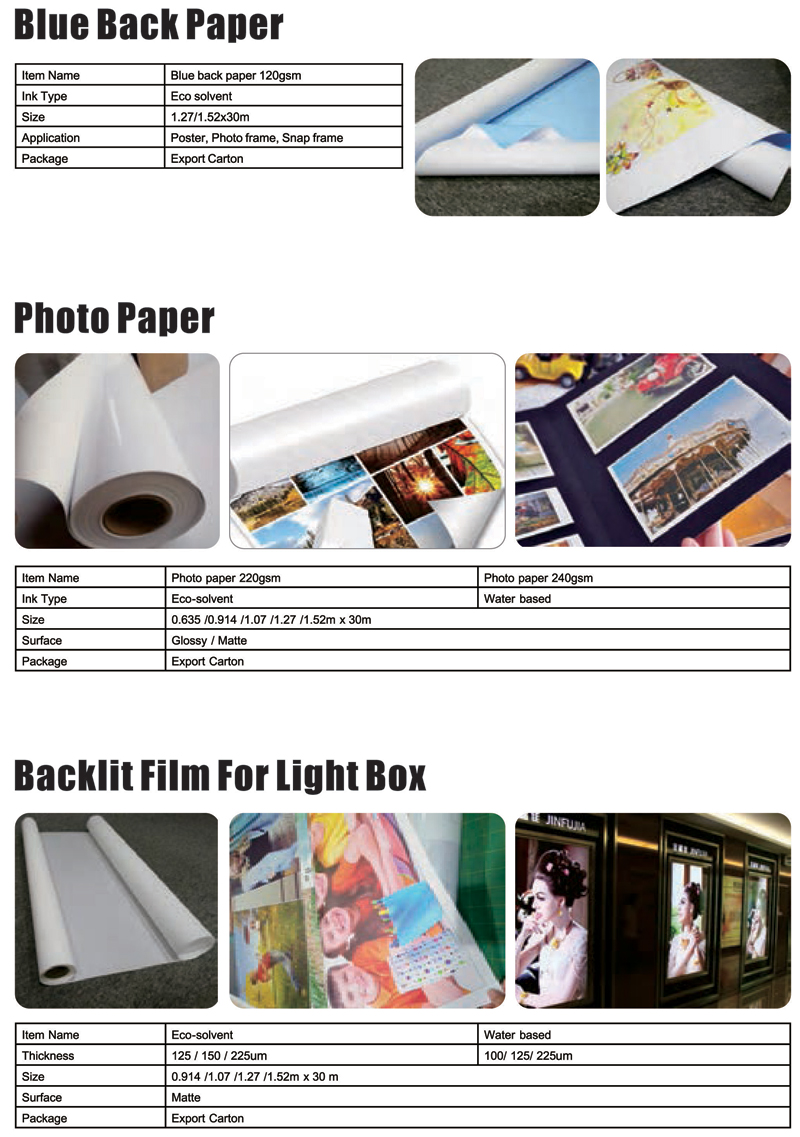 Blue Back Paper / Photo Paper / Backlit Film For Light Box